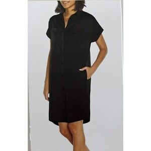 Orvis Women's Short Sleeve SMALL Button Down Dress Pockets Shapeless Lagenlook